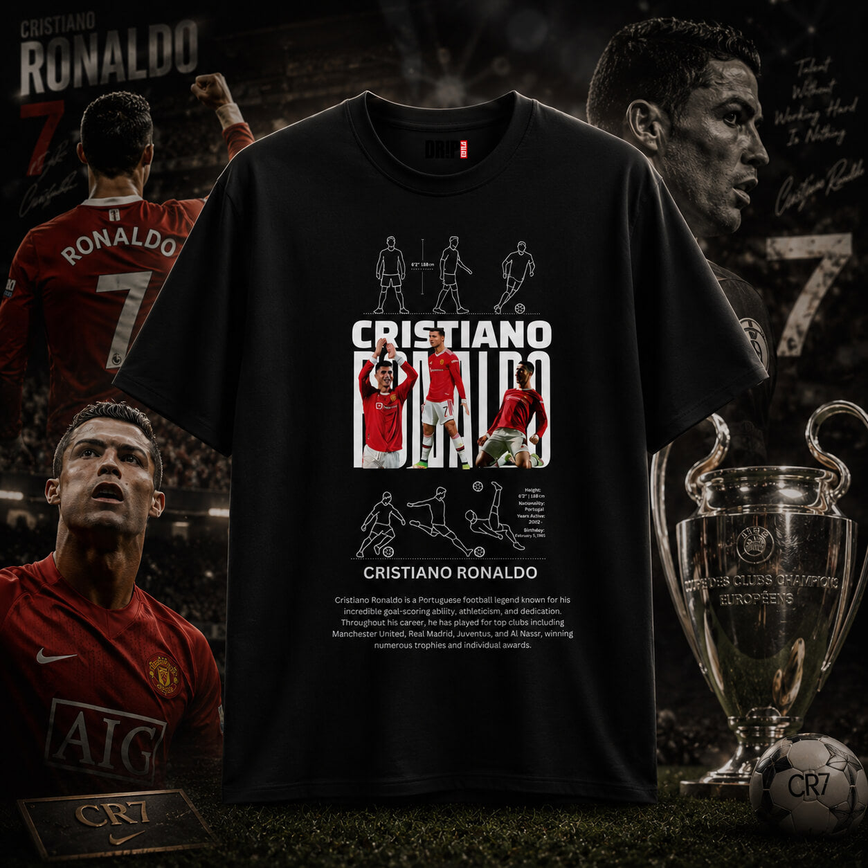 CRISTIANO RONALDO OVERSIZED BLACK TEE
