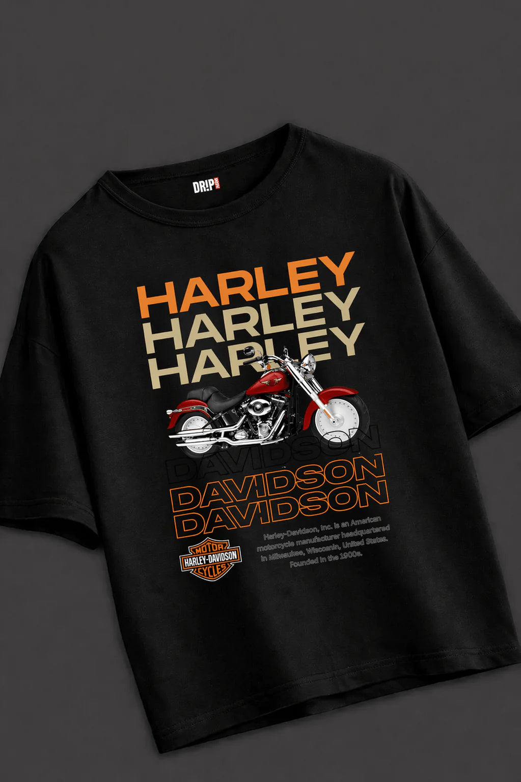 C- HARLEY-DAVIDSON SOFTAIL OVERSIZED BLACK TEE