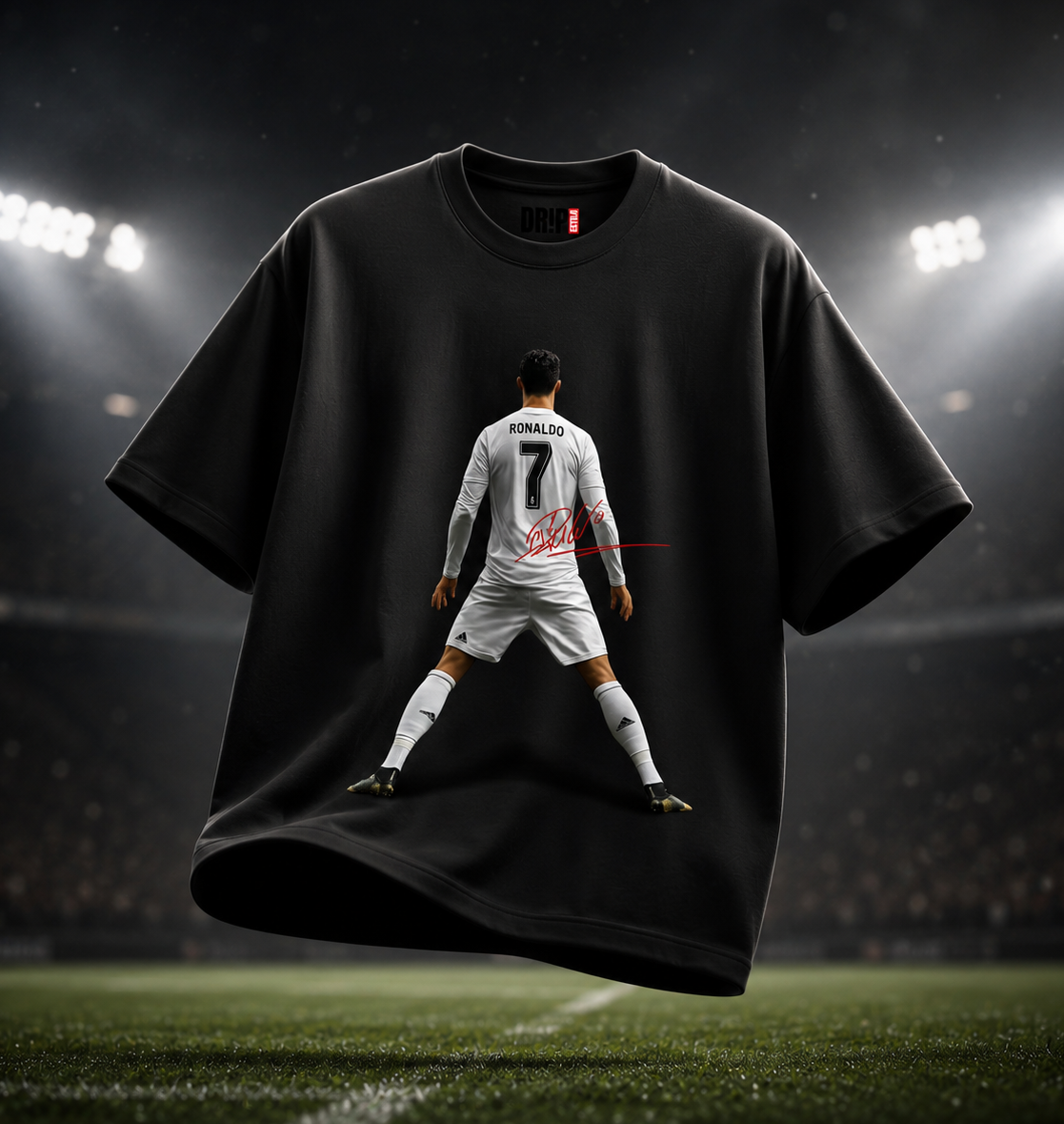 CRISTIANO RONALDO CR7 OVERSIZED BLACK T-SHIRT