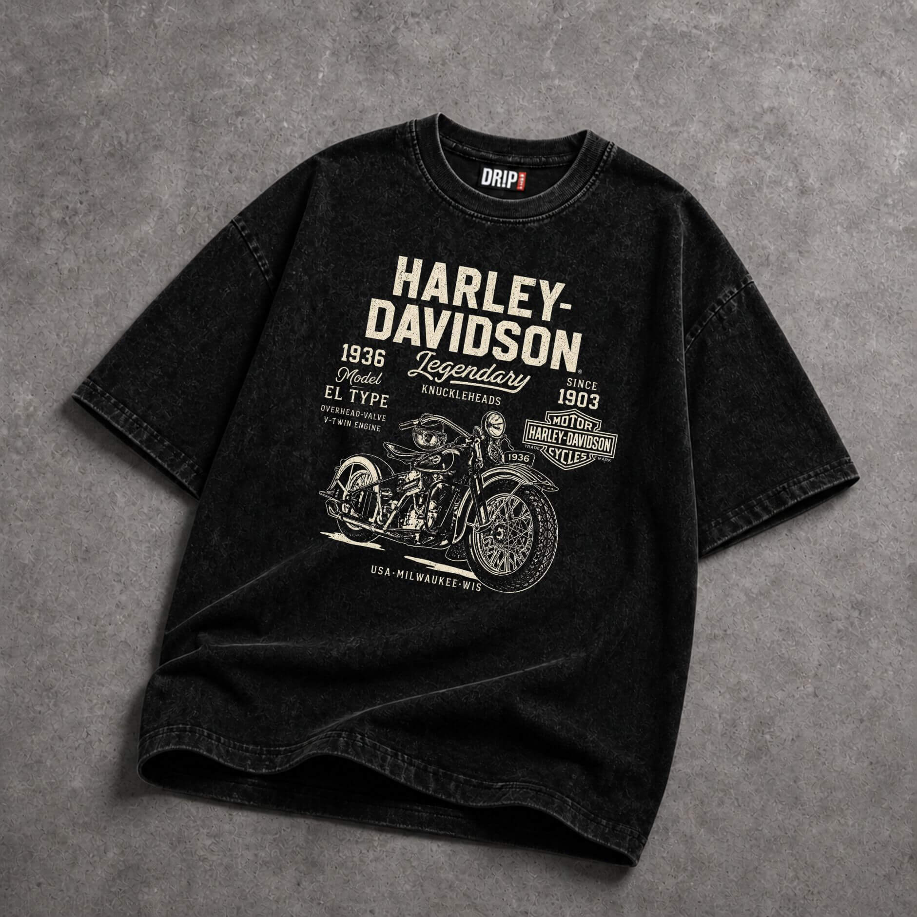 HARLEY-DAVIDSON KNUCKLEHEAD PREMIUM ACID WASH TEE
