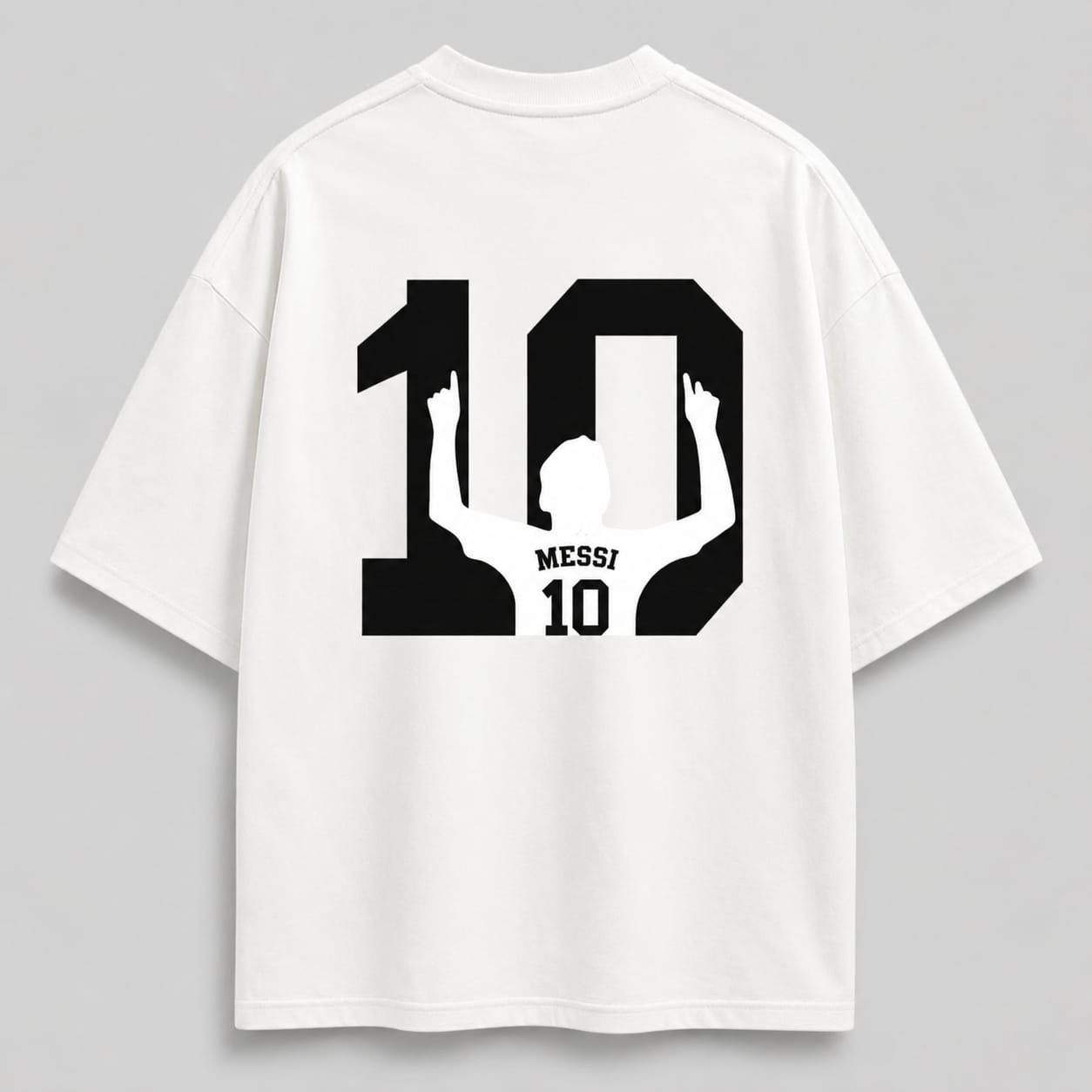 MESSI OVERSIZED WHITE GRAPHIC T-SHIRT