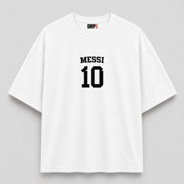 MESSI OVERSIZED WHITE GRAPHIC T-SHIRT