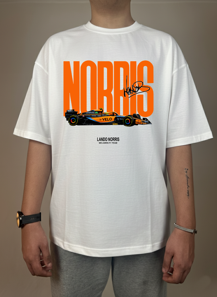 LANDO NORRIS OVERSIZED WHITE T-SHIRT