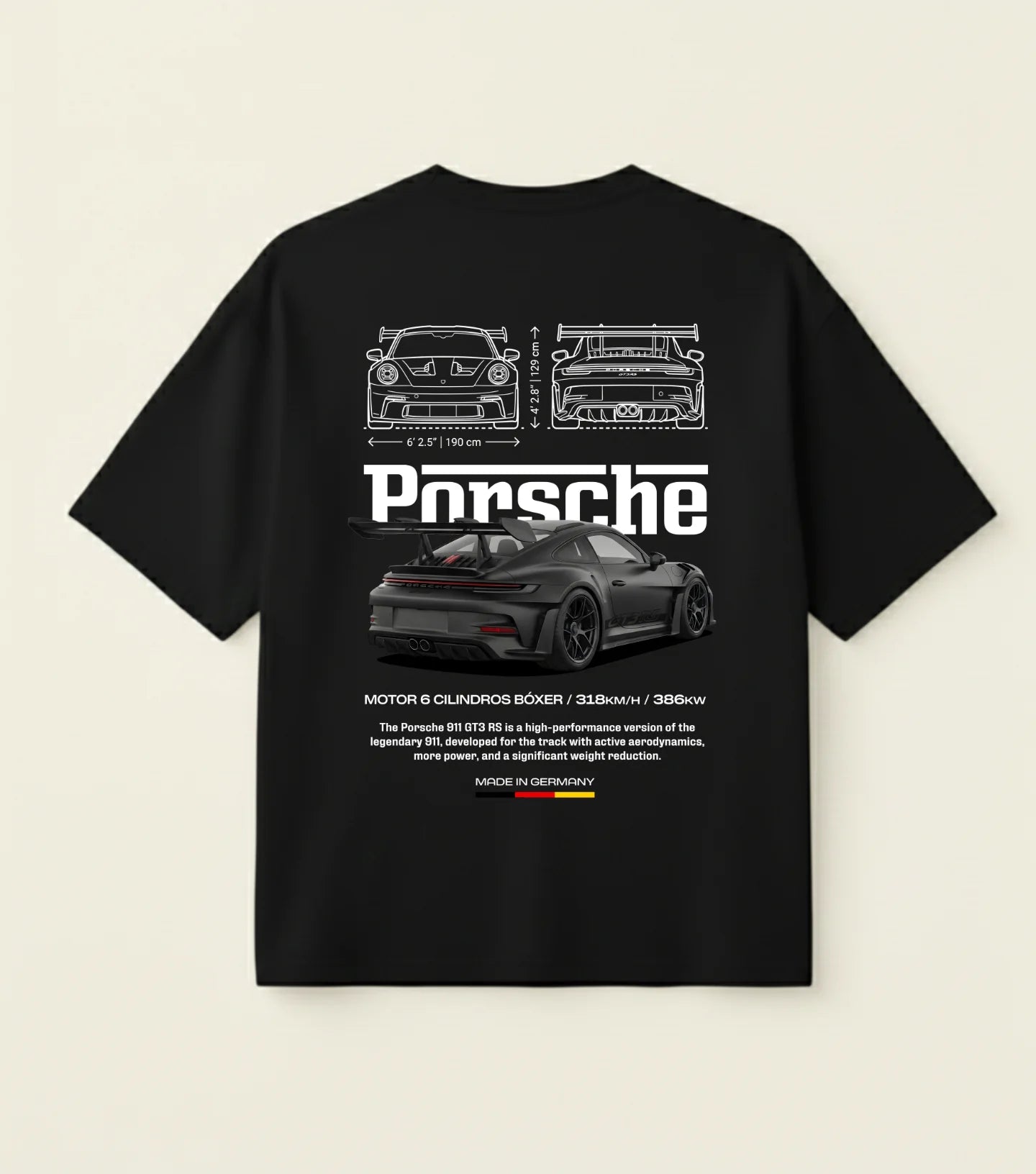 C- PORSCHE 911 BLACK OVERSIZED TEE