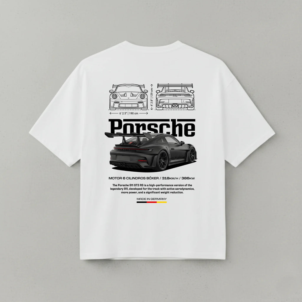 C- PORSCHE 911 OVERSIZED WHITE TEE