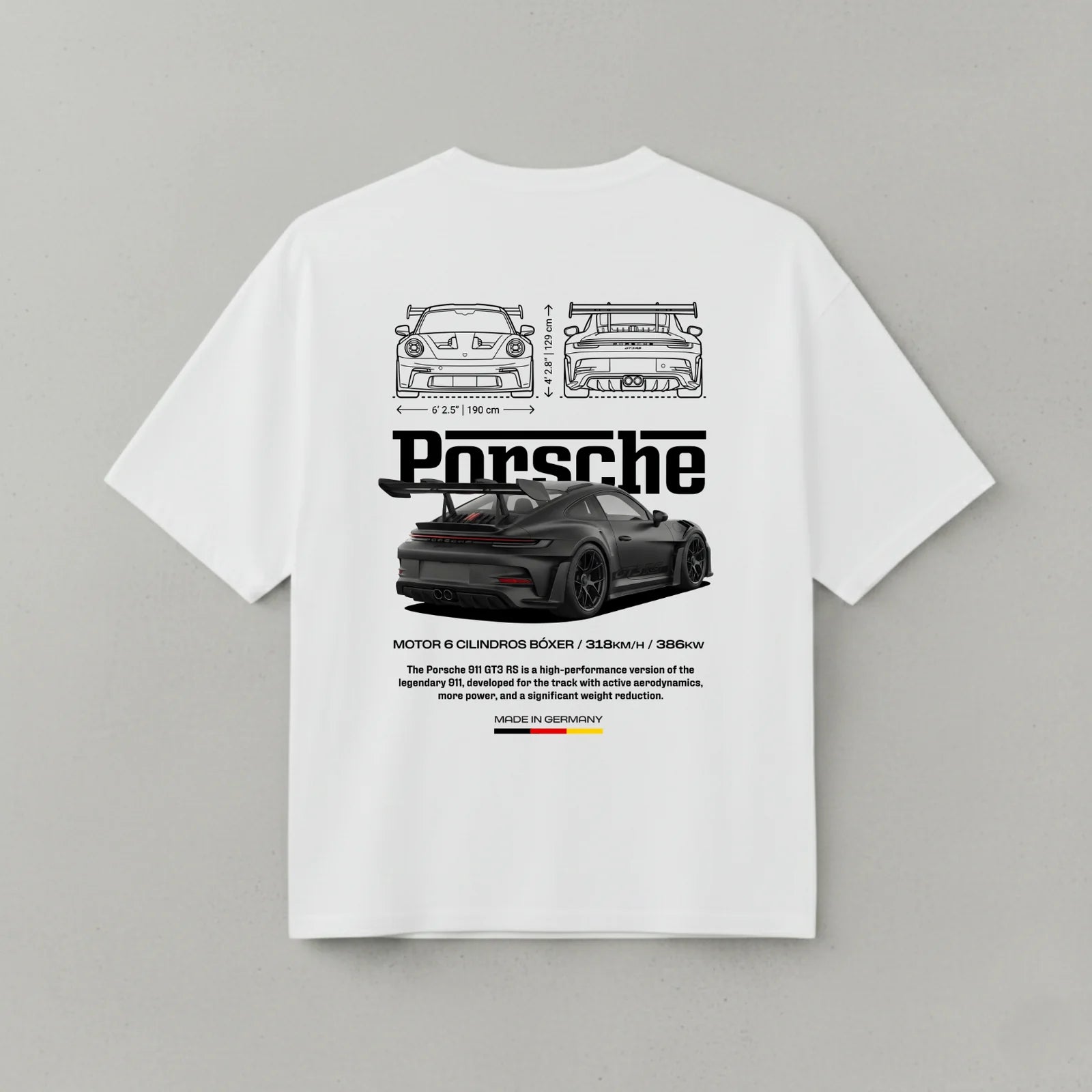 C- PORSCHE 911 OVERSIZED WHITE TEE