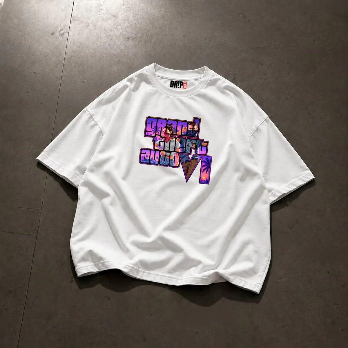 GTA WANTED OVERSIZED WHITE TEE