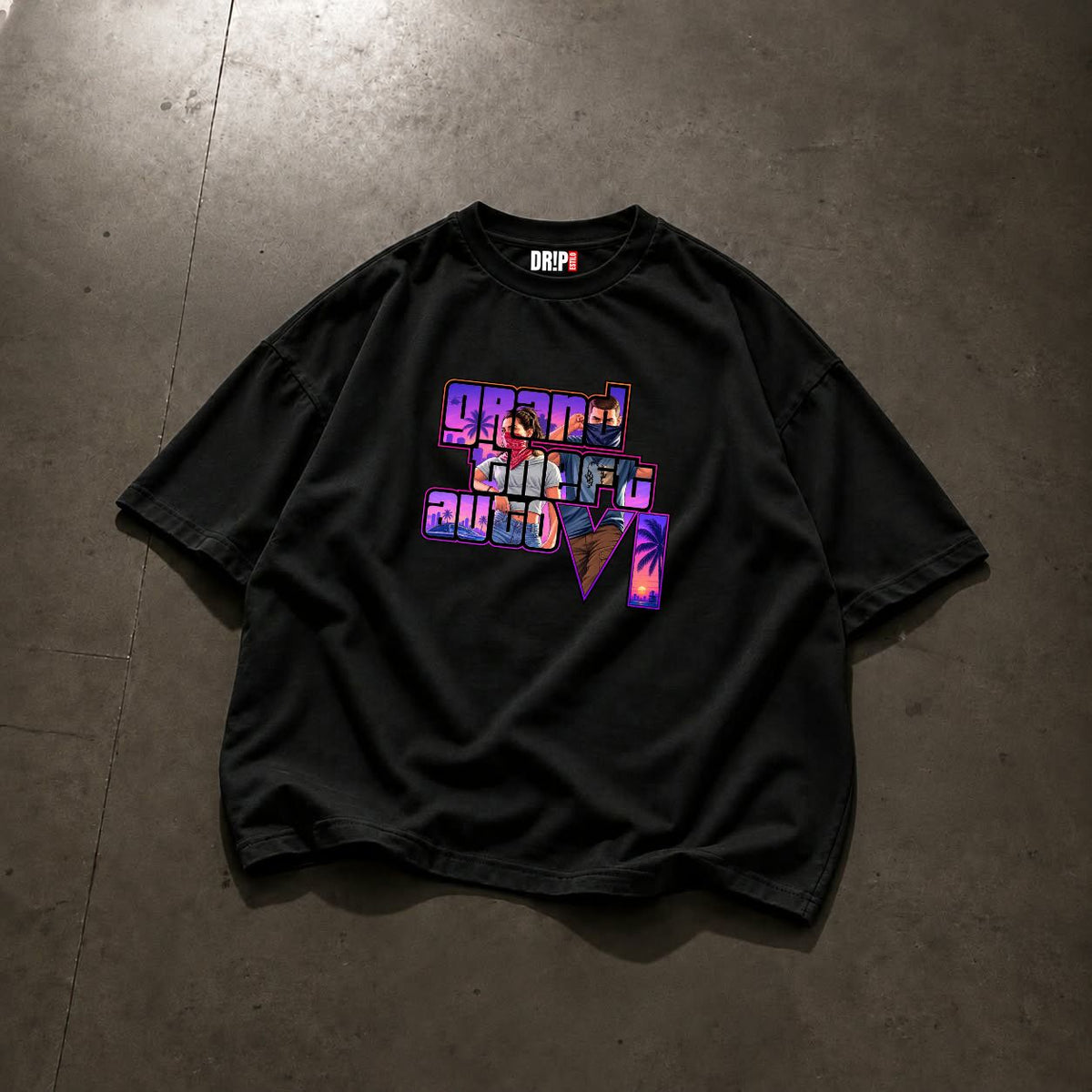 GTA WANTED OVERSIZED BLACK TEE