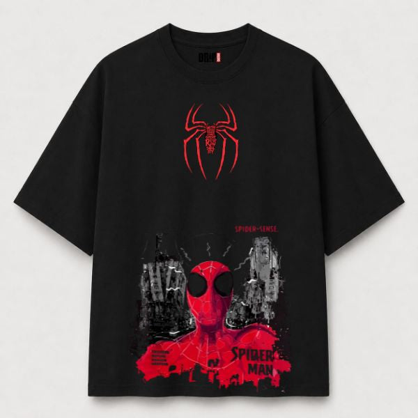 SPIDER-MAN WALL CRAWLER OVERSIZED BLACK TEE