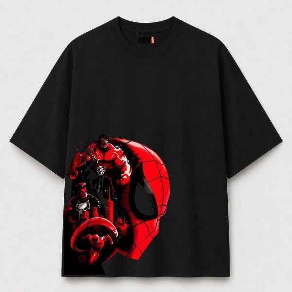 SPIDER SQUAD OVERSIZED BLACK TEE