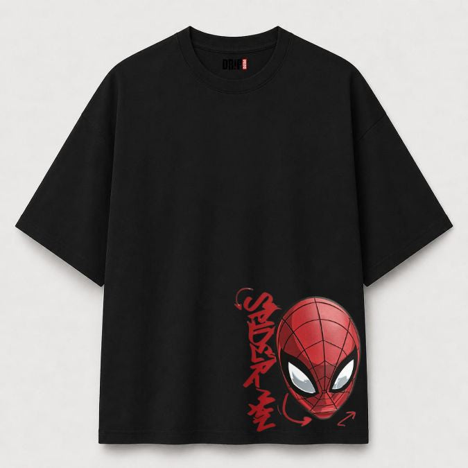 SPIDER GRAFFITI OVERSIZED BLACK TEE