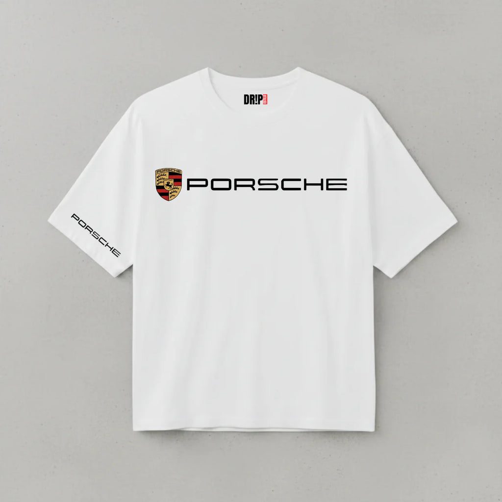 C- PORSCHE 911 OVERSIZED WHITE TEE