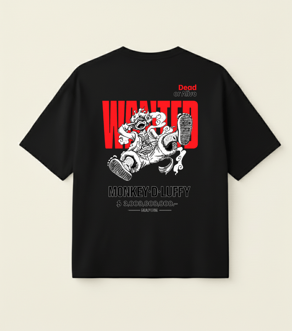 ONE PIECE LUFFY GEAR 5 OVERSIZED BLACK TEE