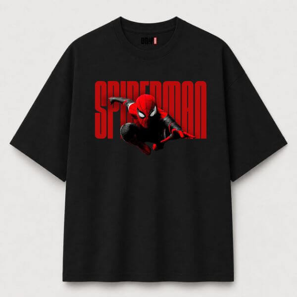 SPIDER-MAN WEB SLINGER OVERSIZED BLACK TEE