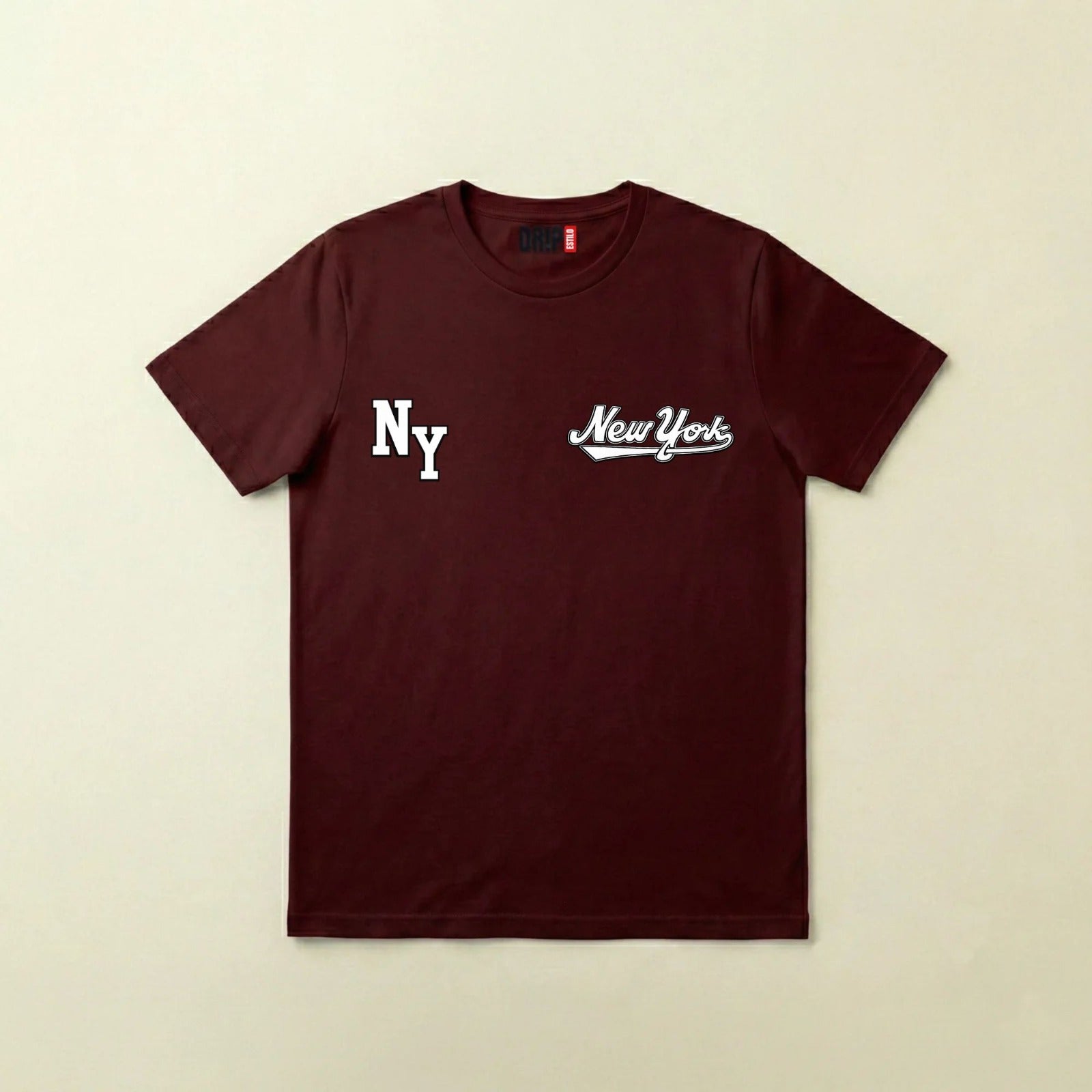 NY REGULAR FIT MAROON GRAPHIC T-SHIRT