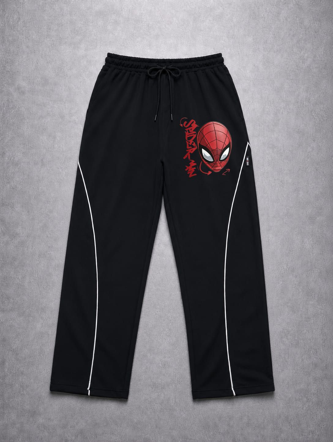 SPIDER GRAFFITI BLACK PIPING TROUSER