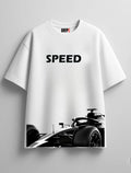 FAST LANE OVERSIZED WHITE T-SHIRT