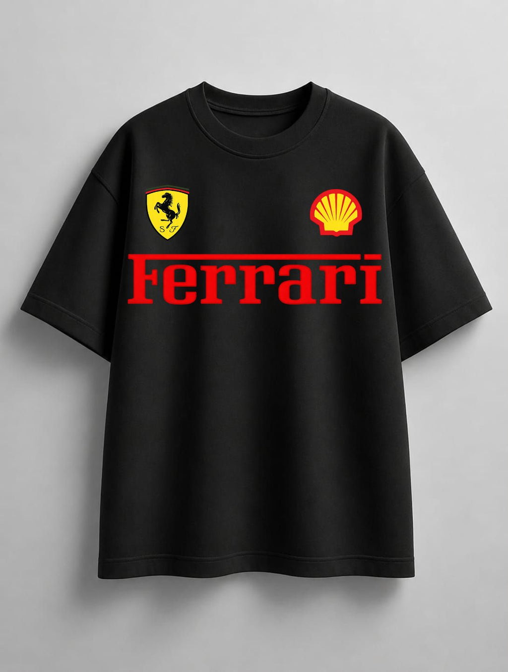 FERRARI OVERSIZED BLACK T-SHIRT