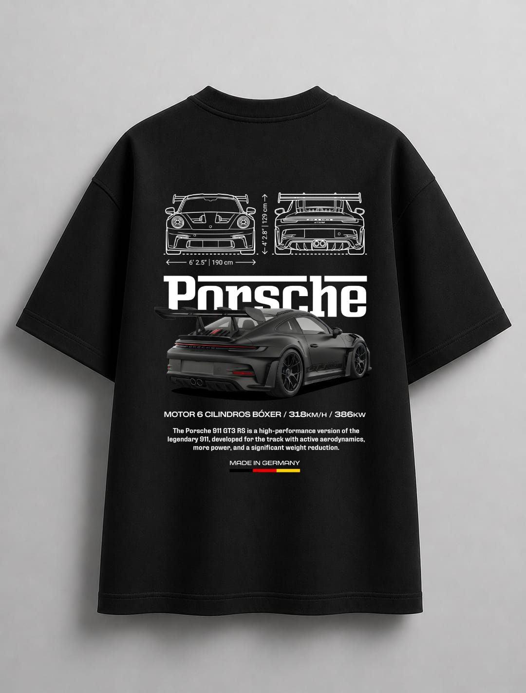 PORSCHE 911 OVERSIZED BLACK T-SHIRT