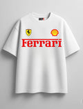 FERRARI OVERSIZED WHITE T-SHIRT