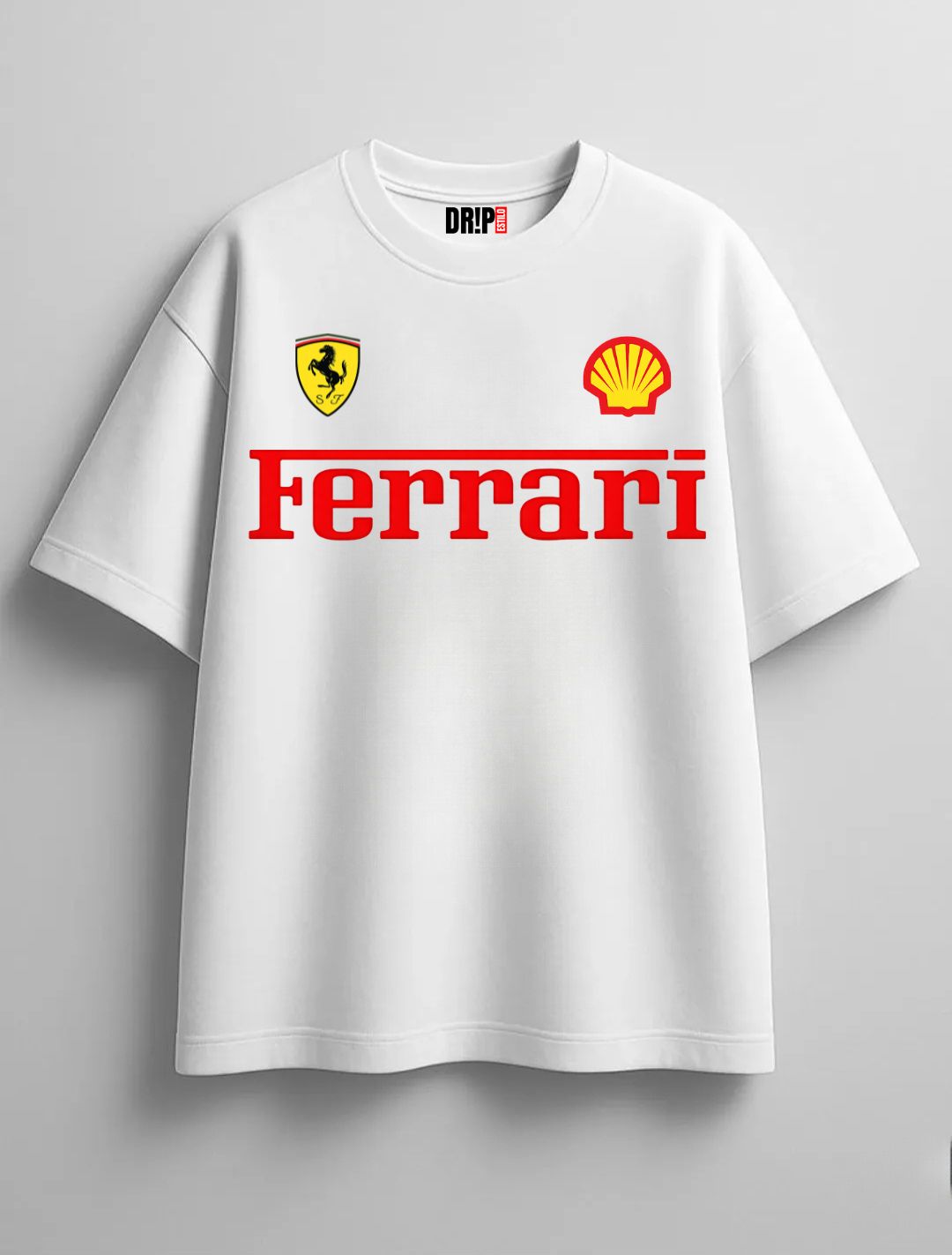 FERRARI OVERSIZED WHITE T-SHIRT