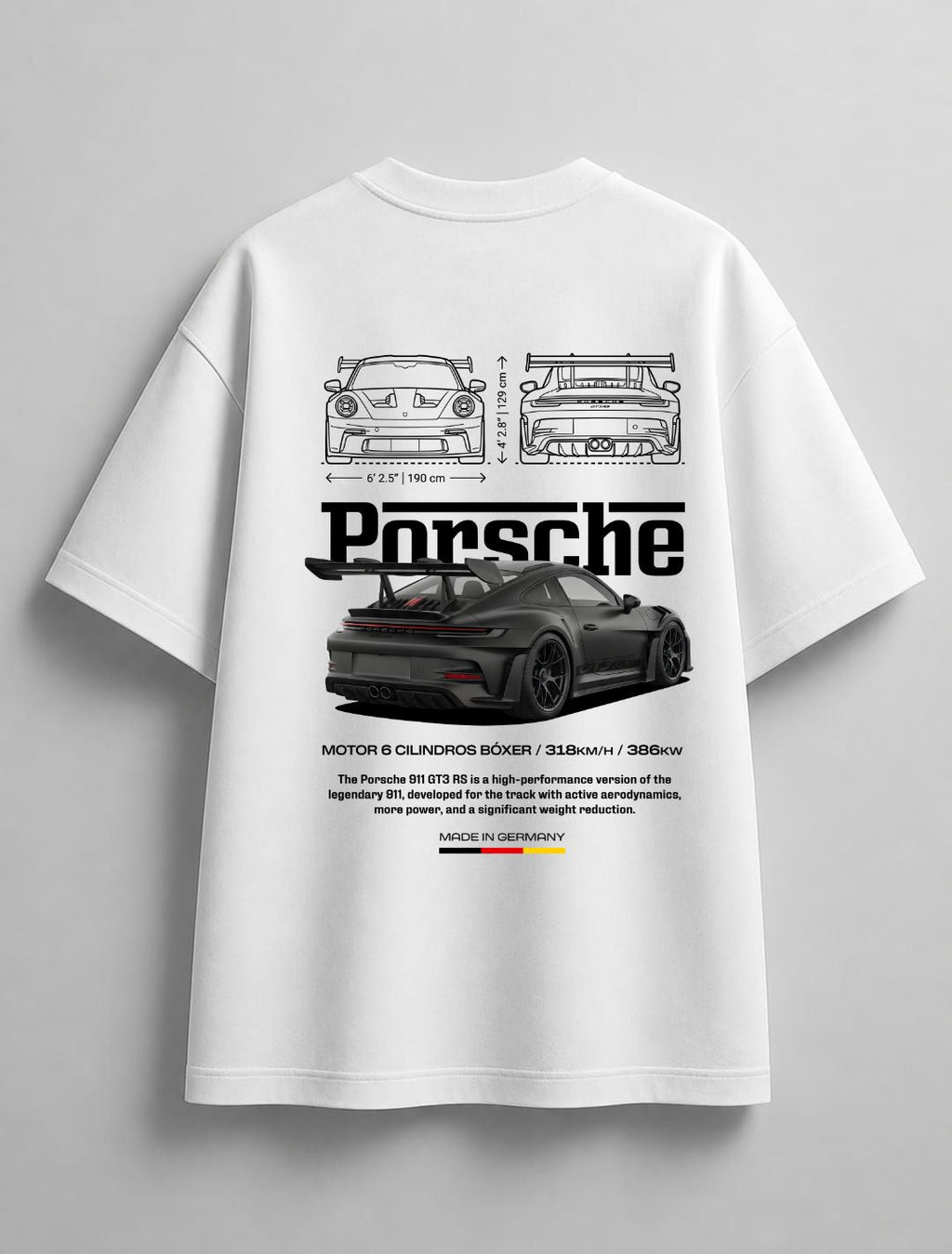 PORSCHE 911 OVERSIZED WHITE T-SHIRT