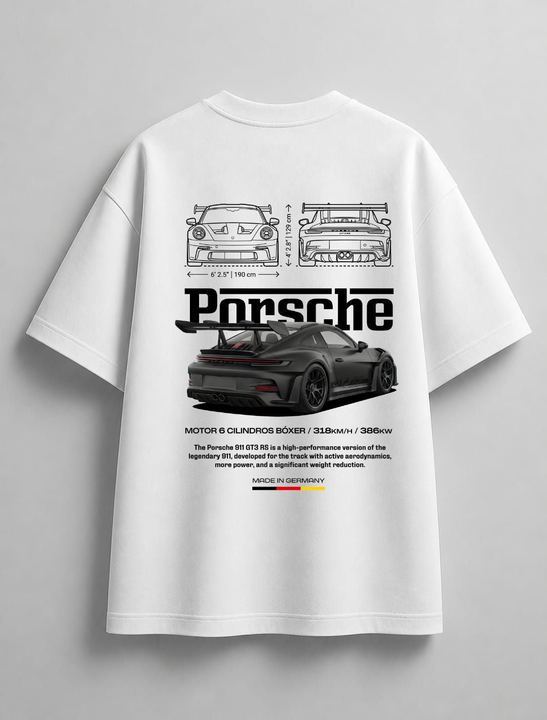 PORSCHE 911 OVERSIZED WHITE T-SHIRT