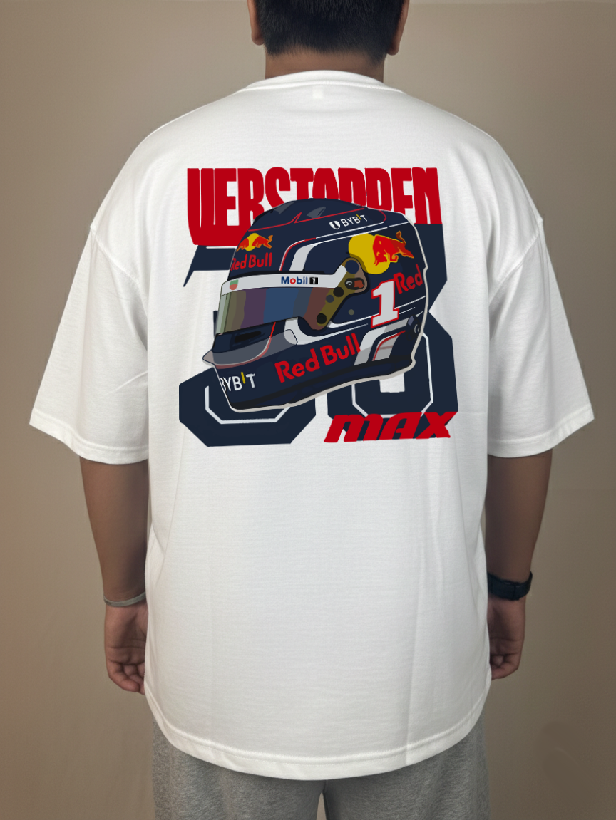 MAX VERSTAPPEN HELMET OVERSIZED WHITE T-SHIRT